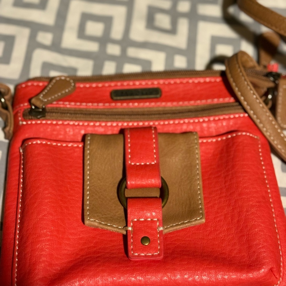Elegant orange and Tan Crossbody Bag